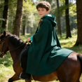 thumbnail image 4 of QASIEATN Classic Fit Shawl Wraps for Girls and Boys Kids Hooded Velvet Cloak Children Retro Cape Halloween Essentials Shawl Fall Fashion Accessories, 4 of 4