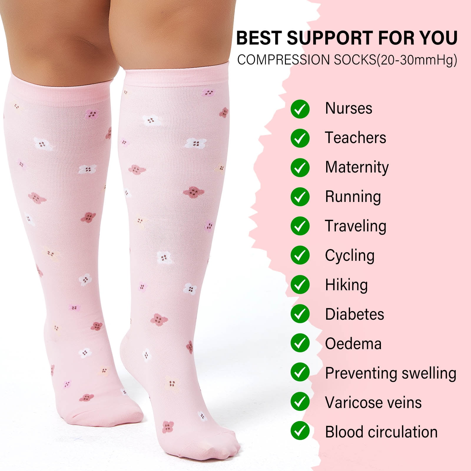 AMITOFO Plus Size Compression Socks for Women & Men Circulation (2 Pairs) – Graduated Support Socks for Running and Athletic Sports