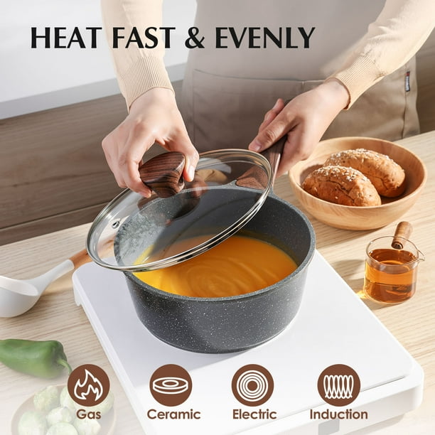 SENSARTE Nonstick Pots and Pans Set, 17 Pieces Non Stick Granite Cookware Set, Induction Kitchen Cookware Sets Gray, PFOA Free SENSARTE Nonstick Pots and Pans Set, 17 Pieces Non Stick Granite Cookware Set, Induction Kitchen Cookware Sets Gray, PFOA Free