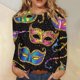 thumbnail image 1 of Xuyuer 2026 Womens Long Sleeve Tops Mardi Gras Costumes Fashion Round Neck Printed Blouse Raglan Sleeve Plus Size Top, 1 of 5