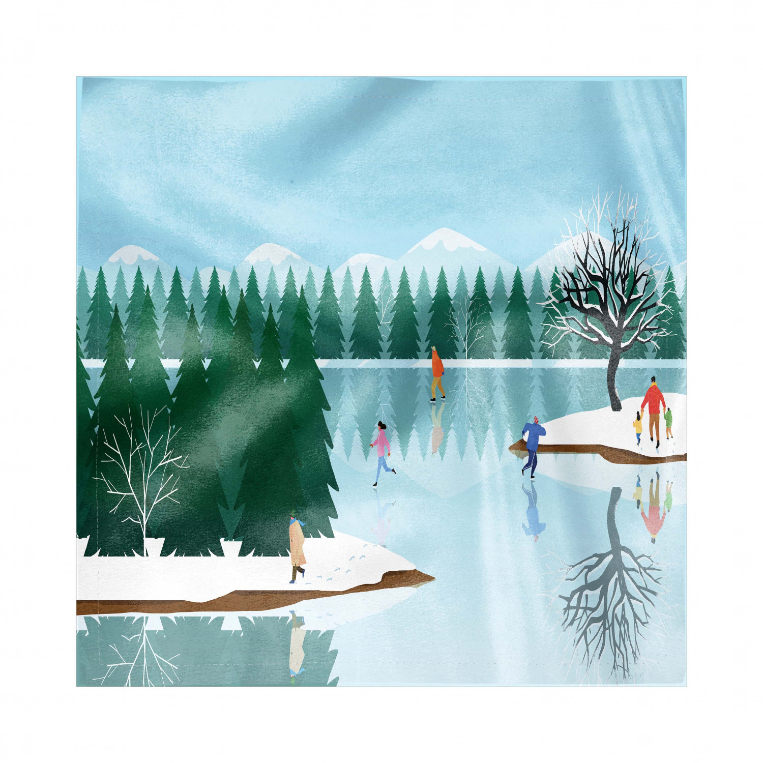 20 Festive Christmas Skating Ice Skaters Scene Lodge People Winter Snow 3 Ply Napkins Serviettes Party Dining Table Celebration