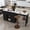 Black + MDF, variant on ChenyueFurn Kitchen Island Storage Cart Rolling with Extendable Dining Table, Marble Veneer Top, Built-in Power Outlet, 3 Drawers, Cabinet, 74.8 Inch, Black