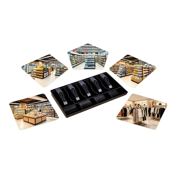 Vruelia Cash Tray Cash Register Drawer Insert Tray,5 Bill & 4 Coin Compartments, ABS Money Storage Case