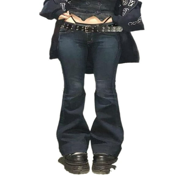 Women‘s Casual Straight Jeans Low Rise Baggy Cargo Trousers Vintage Pants Streetwear