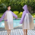 thumbnail image 1 of Kids' EVA Backpack Access Rain Poncho School Storm Commute Gear Extended Hood Shield Windproof Rainproof Cape Quick Dry Reusable 6-12 Years Light Violet 160, 1 of 6