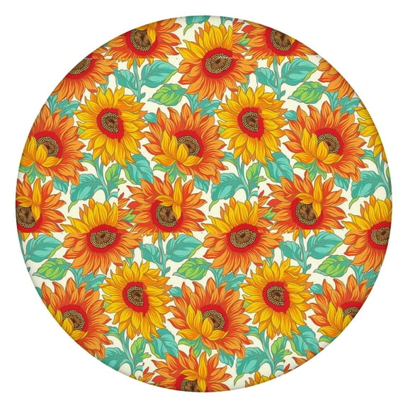 Fitted Tablecloth with Abstract Floral Watercolor Pattern, Elastic Table Cover for Round Tables, Waterproof for Dining, Garden, Rustic Use