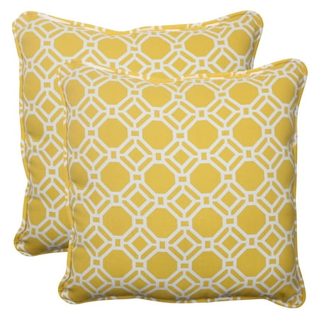 Pillow Perfect Outdoor/ Indoor Rossmere Yellow 18.5-Inch Throw Pillow (Set of 2)
