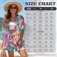 thumbnail image 7 of Xoenoiee Tie Dye Print Women's Summer 2 Piece Outfits Short Sleeve Top and Shorts, Open Front Kimono Cardigan Beach Vacation Set for Camping Office Workout, Size S, 7 of 7