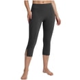 thumbnail image 3 of JUSLIO Womens Solid with Pockets Workout Yoga Split Hem Capri Leggings, 3 of 8
