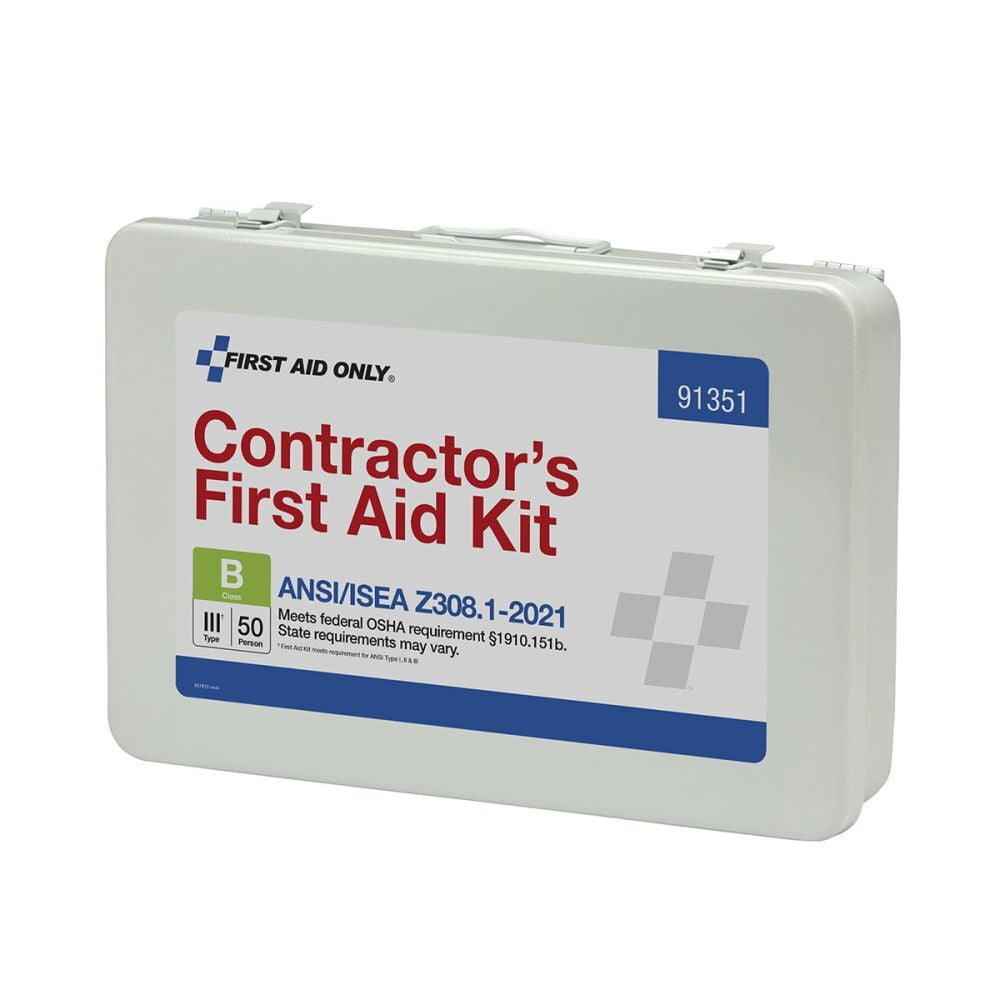 First Aid Only First Aid Kit 50 Person Contractor Metal Portable