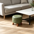 thumbnail image 7 of Leather Footrest, Thickened Foam Upholstered Seat, Wooden Legs, Under Desk Shoe Bench Small Bench for Living Room Dining Room,11''x10'', 7 of 7