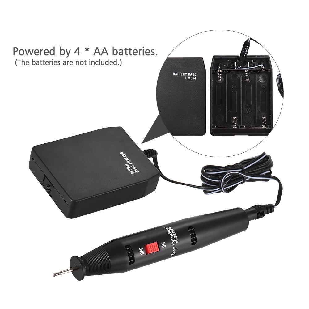 Portable Precision Electric Engraving Pen Engraver DIY Carve Graver Machine Tools Battery Powered with Strong Diamond Tip Bit for Jewellery Metal Plastic Glass Ceramic Stone Engraving Educational