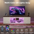 thumbnail image 4 of HOMRELEXA Farmhouse TV Stand for TVs Up to 65", Home Entertainment Center with LED Light, Open Storage Cabinet & Adjustable Shelves, White, 4 of 9