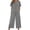 ☪550-Gray, variant on Women's Solid Color Two-Piece Daily Outfit with Short Sleeve Loose Button Shirt and Pocket Pants Coordinated Set