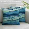 thumbnail image 3 of COMIO  Throw Pillow Cover Abstract Blue Waves Hand Drawn Striped Sea Pattern Ocean Bright Art Modern Decor Lumbar Pillow Case Cushion for Sofa Couch Bed Standard Queen, 3 of 5