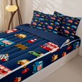thumbnail image 3 of Manfei Cute Race Car Zipper Twin Comforter Sets with Fitted Sheet and 2 Pillowcases,Road Signs Print Zipper Bedding Set,Navy Blue,Navy Blue Reversible,4pcs, 3 of 8