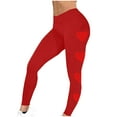 thumbnail image 4 of QATAINLAV Women's Valentines Day Leggings Heart Graphic Print Legging Pants Stretch High Waisted Tummy Control Yoga Pants Full Length Workout Tights Red M, 4 of 7