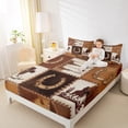 thumbnail image 4 of Homewish Rustic Western Cowboy Bed Sheets,Retro Cattle Hide King Sheets,Country Horseshoe Cowboy Boots Sheet Set For Girl Boys,Ultra Soft Home Decor,4pcs, 4 of 7