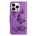 thumbnail image 4 of Compatible With iPhone 14 Pro Wallet Case Full Coverage 360° Protection Dustproof Card Pocket Kickstand Butterfly Pattern Shockproof Magnetic Closure Luxury Folio Phone Cover,Purple, 4 of 8