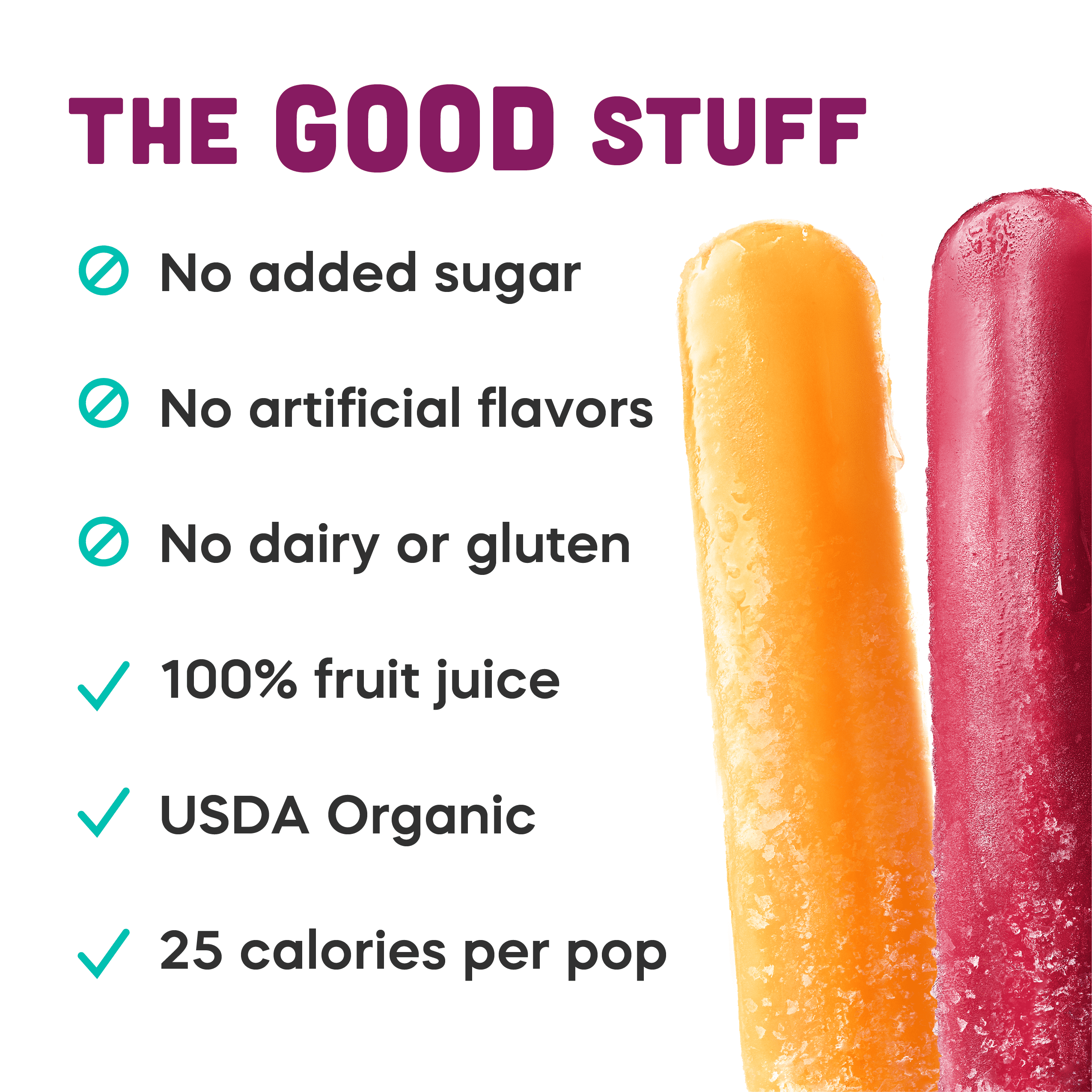 GoodPop Organic Junior Pops Orange Cherry Grape Pack, 100% Juice Ice Pops, 6 ct