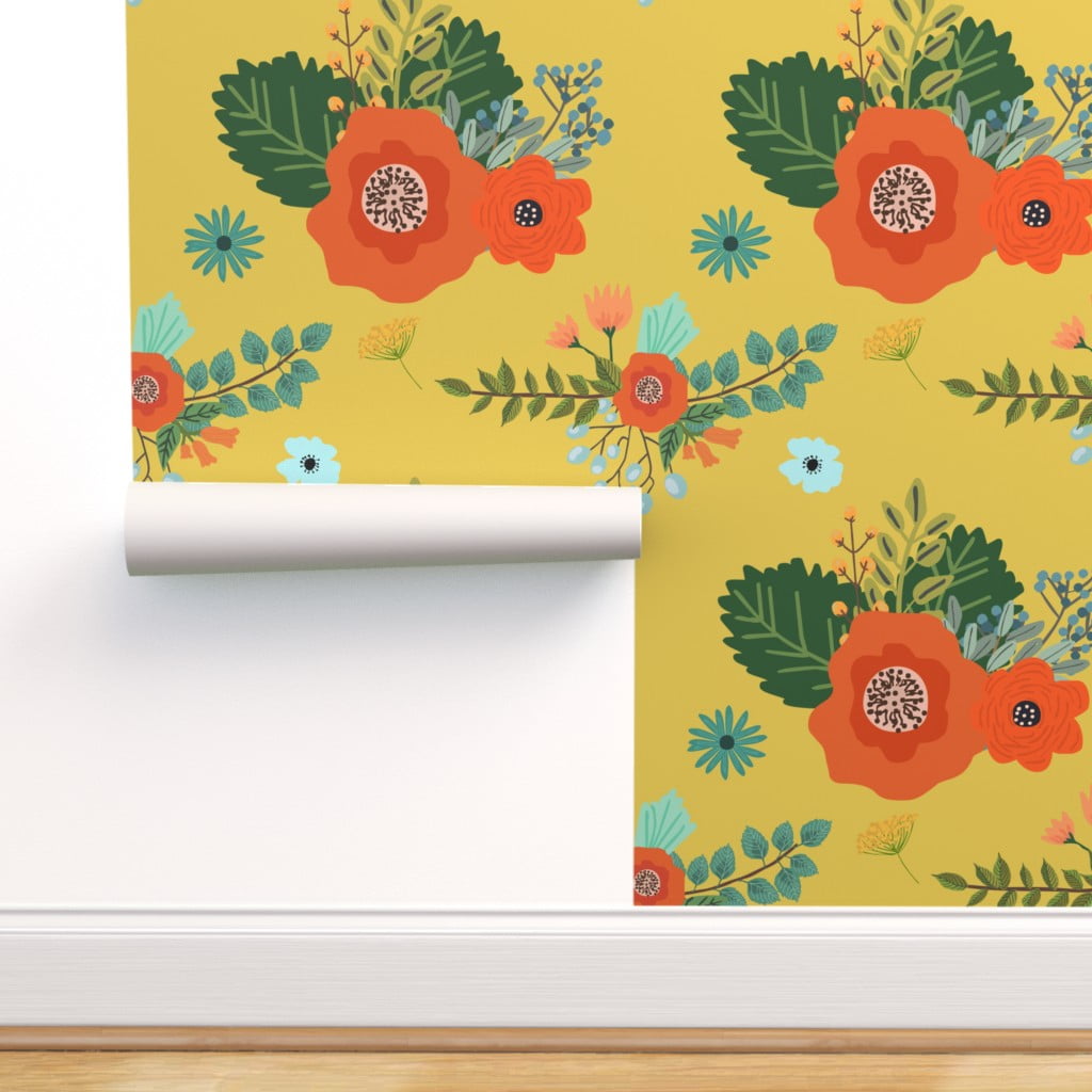 Peel-and-Stick Removable Wallpaper Bohemian Yellow Mustard Bright