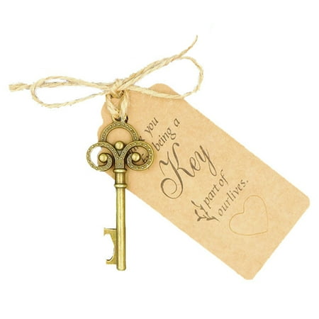 

20pcs Bottle Opener Zinc Alloy Gift Wine Tool With Tag Key Shaped Party Favor