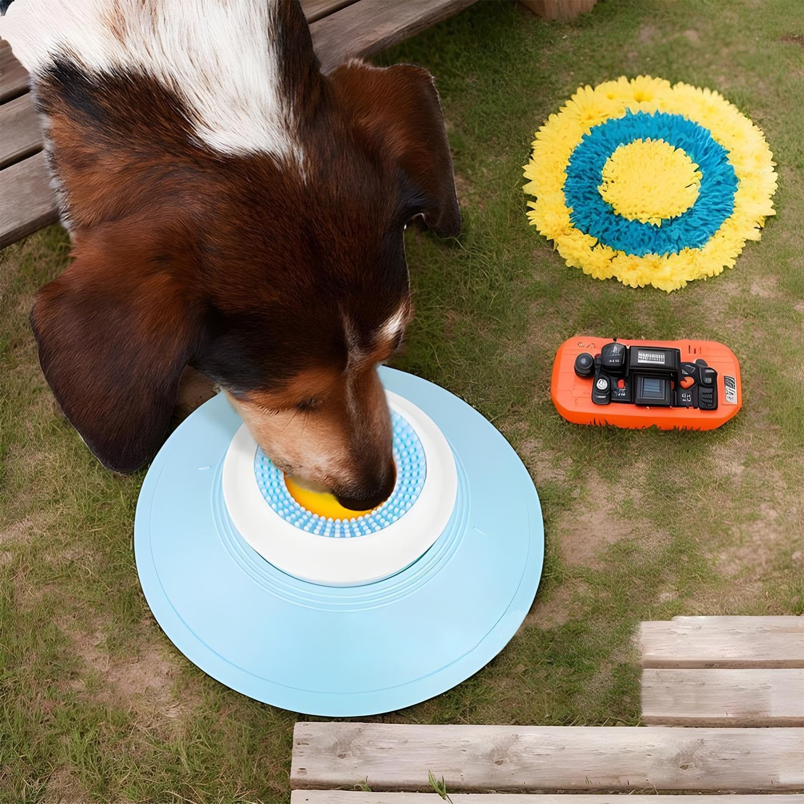 Nallwabiu Dog Lick Sphere Ball, Slow Feeder Licky Bowl for Dogs, 2-Pack Lick Sphere Toys for Anxiety Relief, Healthy Diet Food Container for Dogs and Cats, White + Yellow (2PC)