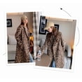 thumbnail image 6 of utcoco Womens Leopard Long Wool Trench Coat Notched Lapel Double Breasted Pea Coat Winter Warm Overcoat, 6 of 6