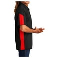 thumbnail image 3 of Mens PosiCharge Active Textured Colorblock Polyester Polo Black/ True Red 3X-Large, 3 of 8