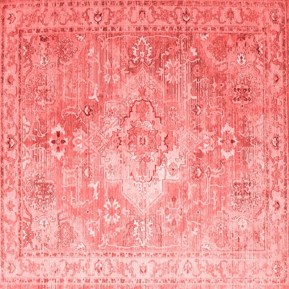Ahgly Company Indoor Square Medallion Red Traditional Area Rugs, 3' Square