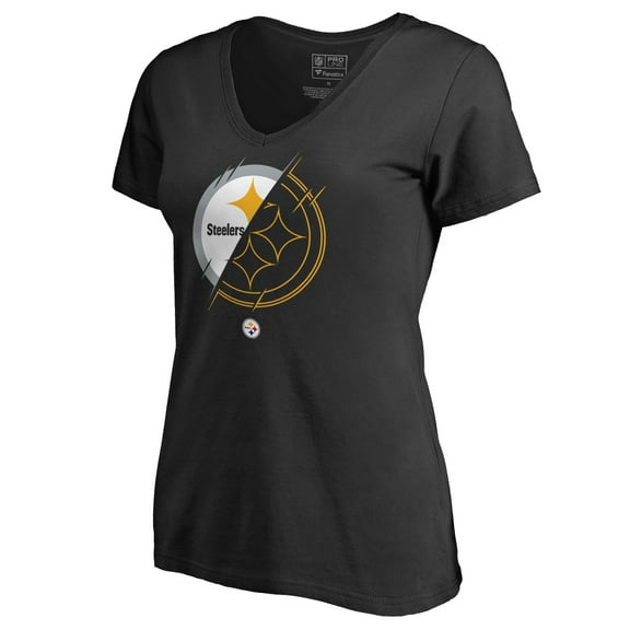 Women's Black Pittsburgh Steelers X-Ray Slim Fit V-Neck T-Shirt