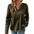 thumbnail image 2 of LEBONYARD Women's Fashion Chic V-Neck Design Solid Colored Pullover Soft Sweatshirts Casual Comfortable Long Sleeve Loose Fit Ladies Daily Tops, 2 of 8