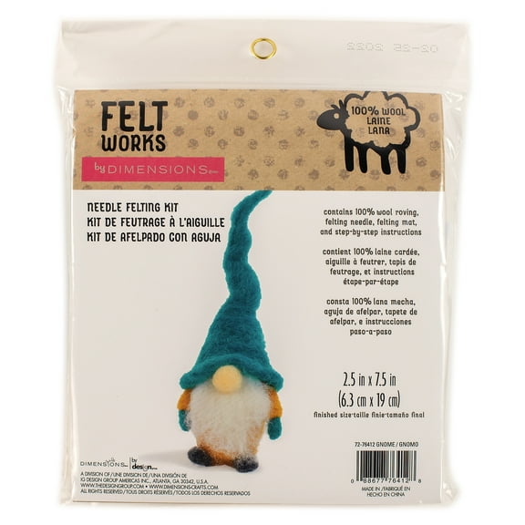Dimensions Gnome Needle Felting Kit, Wool Roving