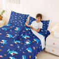 thumbnail image 3 of Castle Fairy Cartoon Cute Shark Bed Sheets 4-Piece,Small Fish Bubble Seamless Tile Full Size Sheets,Dark Sky,1 Fitted Sheet,1 Flat Sheet and 2 Pillowcases, 3 of 6