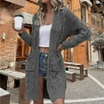 thumbnail image 2 of Baberdicy Knitted Sweate Women's Autumn and Winter New Casual Fashion Loose Long Sleeve Solid Sweater Coat Cardigan Sweaters for Women Lightweight Grey, 2 of 4