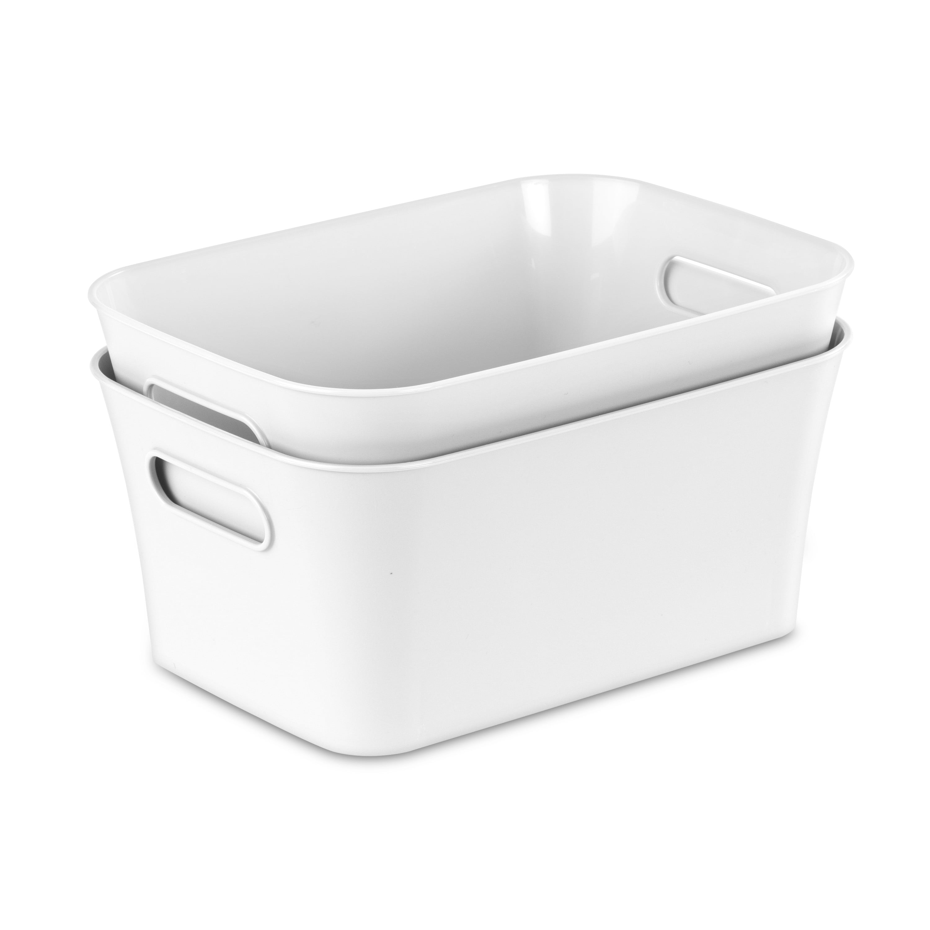 (6 pack) Mainstays Small White 2-Pack Plastic Storage Bins, 9.5 in x 6.8 in x 4.3 in