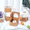 thumbnail image 2 of 36 Pcs 4 Styles Square Kraft Paper Boxes with Window Bakery Candy Boxes Gift Packaging Container with Square/Heart/Flower/Star Shape Window for Weddings Birthdays Jewelry Packing 4x4x2.6, 2 of 6