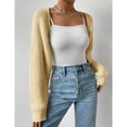 thumbnail image 3 of Women’s Chunky Knit Long Sleeve Shrug Cardigan, Open Front Cropped Sweater, 3 of 5