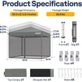 thumbnail image 3 of SPECSTAR 10' x10' Easy Pop-Up Canopy, Outdoor Screen Tent with Mosquito Netting, 2 Zipper Doors, and Roller Bag for Yard Camping Picnic Party Events, Grey, 3 of 8