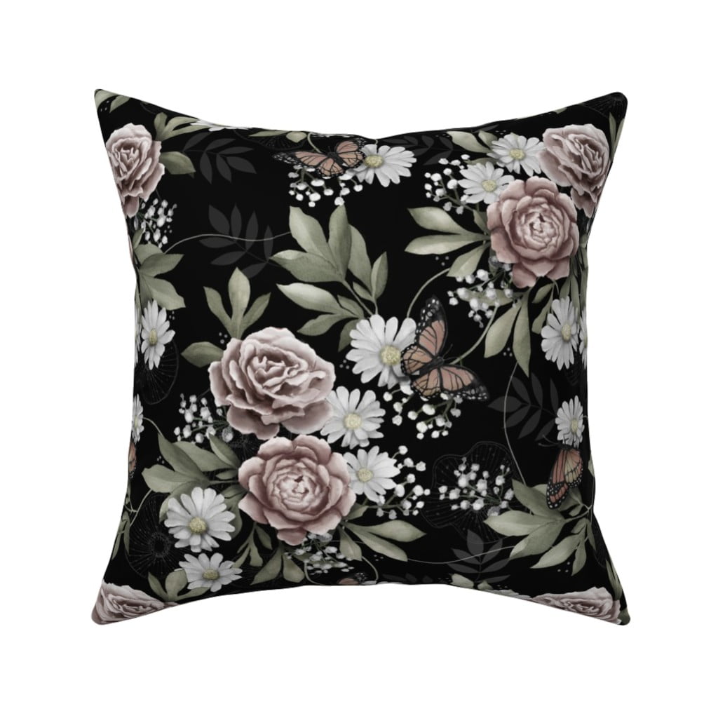 Rose Flowers Floral Nature Throw Pillow Cover w Optional Insert by Roostery 