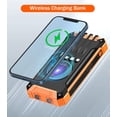 36000mAh Solar Charger Power Bank 15W Fast Charging with 4 Cables & Wireless Charging, USB Battery Pack Solar Phone Charger Compatible for iPhone & Android
