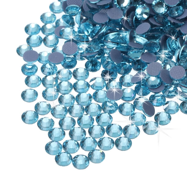 Uxcell 2880 Pcs Strass Hotfix Gemas de Cristal de Fondo Plano SS6 2mm Azul Lago