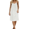 thumbnail image 4 of QUNYINEY Vacation Sundresses for Women Beach Sleeveless White Midi Summer House Dresses Backless Crew Neck Loose Fit Casual Dresses, 4 of 7