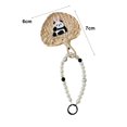 thumbnail image 4 of Panda Car Hanging Ornament Embroidery Panda Cattail Leaf Fan Decoration Mirror Hanging Car Interior Accessories for Car Rear View Mirror Hanging Accessories, 4 of 4