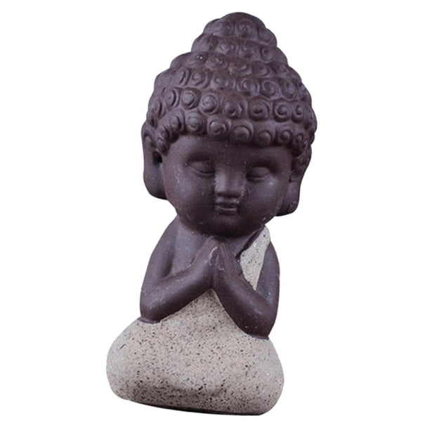 China Tea Pet, Pequeña Estatua De Buda, Monje, Ofrece Una Mascota Hecha A Mano De Té De Arcilla Púrpura En Su Bandeja De Té De Kung Fu, Co Beige Baoblaze Pequeña estatua de Buda