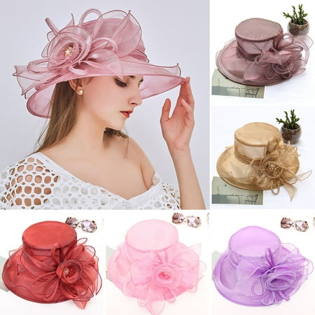 

harmtty Beach Hat Sunscreen Flower Decor Mesh Wide Brim Bow-knot Medieval Women Flat Cap Beach Supply