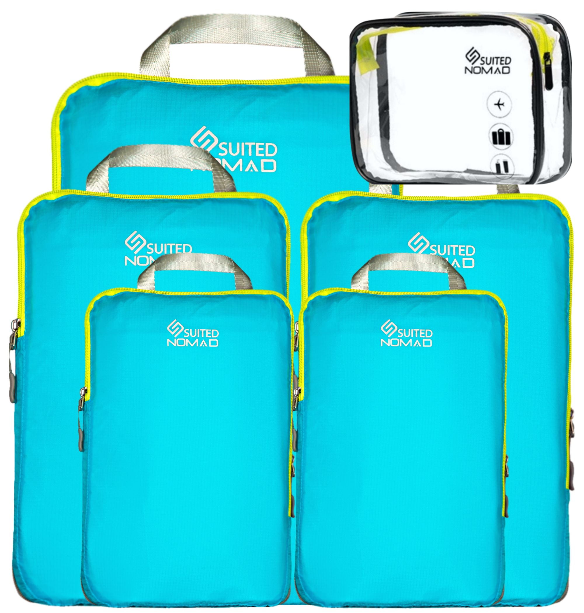 BAGSMART Compression Packing Cubes for Travel, 6 Set Travel Packing Cubes  for Suitcases, Compression Suitcase Organizer Bags Set for Travel