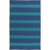 5' x 8' Nautical Highlife Teal Blue nand Colbalt Blue Shed-Free Area Throw Rug