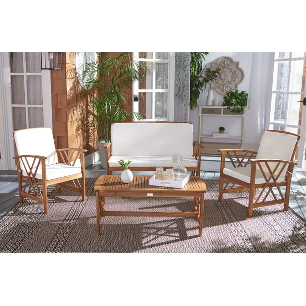 Safavieh Fontana Outdoor Modern 4 Piece Living Set With Cushion Com Safavieh Fontana Outdoor Modern 4 Piece, Safavieh Outdoor Furniture