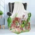 thumbnail image 4 of Tropical Soft Flannel Fleece Throw Blanket, Tropical Orchids Branch Stem Petal Leaf Bud Spring Blooming Flowers Print, Cozy Plush for Indoor and Outdoor Use, 50" x 70", Peach and Green, by Ambesonne, 4 of 5